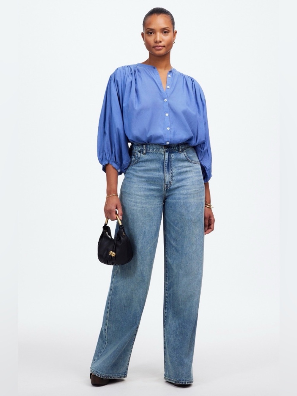 Madewell Wide-Leg Jeans in Faded Blue Denim - super comfy jeans! W29 L30